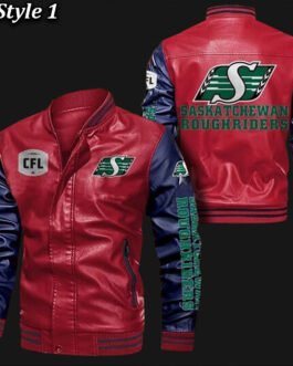 Saskatchewan Roughriders Bomber Varsity Leather Jacket
