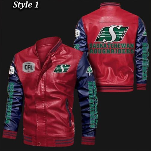 Saskatchewan Roughriders Bomber Varsity Leather Jacket