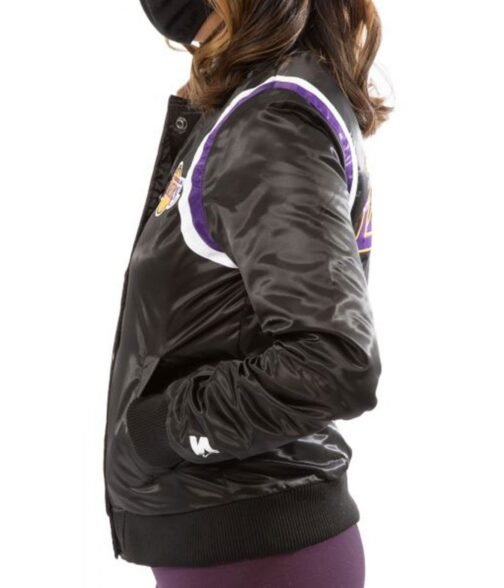 Starter Lakers Los Angeles Bomber Satin Jacket - Image 7