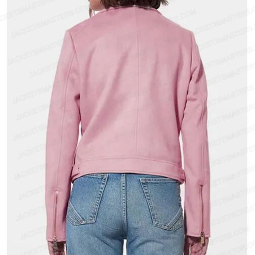 Savannah Guthrie The Today Show Pink Leather Biker Jacket - Image 3