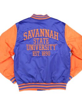 Savannah State Blue and Orange Baseball Jacket