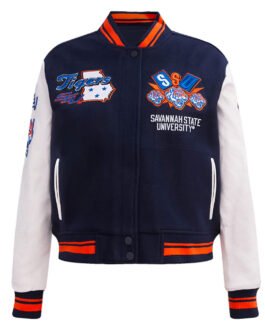 Savannah State University Homecoming Navy Varsity Jacket