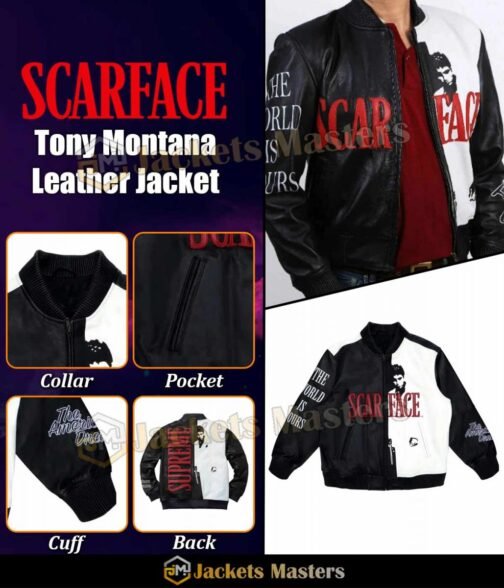 Scarface Tony Montana Bomber Leather Jacket - Image 6