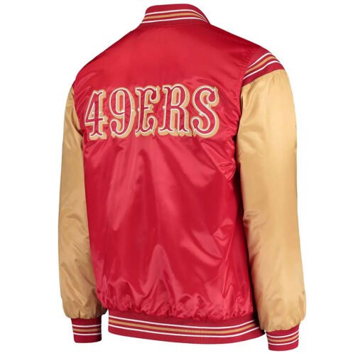 San Francisco 49ers Scarlet and Gold Satin Jacket - Image 2