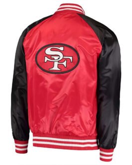 San Francisco 49ers Lead-Off Scarlet/Black Varsity Satin Jacket