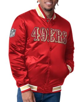 San Francisco 49ers Closer Scarlet/Gold Satin Jacket
