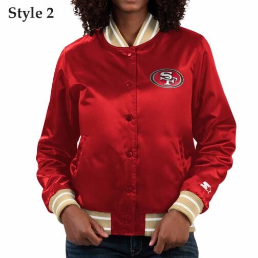 Scarlet San Francisco 49ers Line Up Red Satin Jacket - Image 3