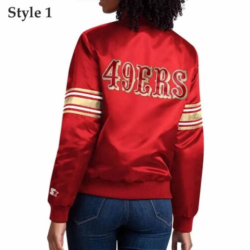 Scarlet San Francisco 49ers Line Up Red Satin Jacket - Image 2