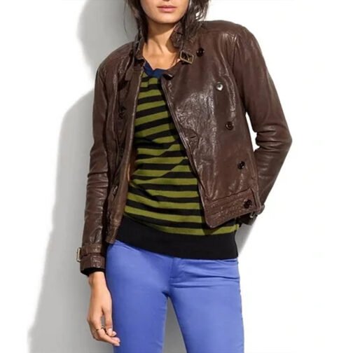 Captain America 2 Scarlett Johansson Brown Leather Jacket - Image 3