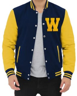 Scream Woodsboro Navy and Yellow Varsity Jacket