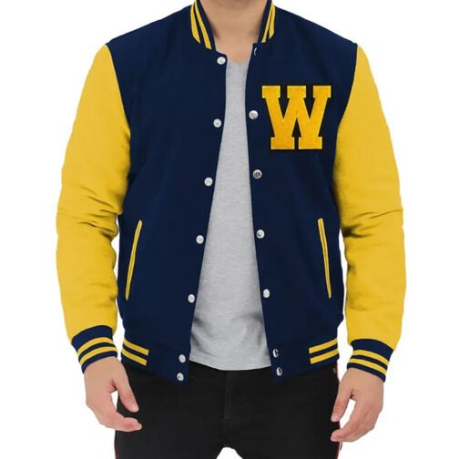 Scream Woodsboro Navy and Yellow Varsity Jacket