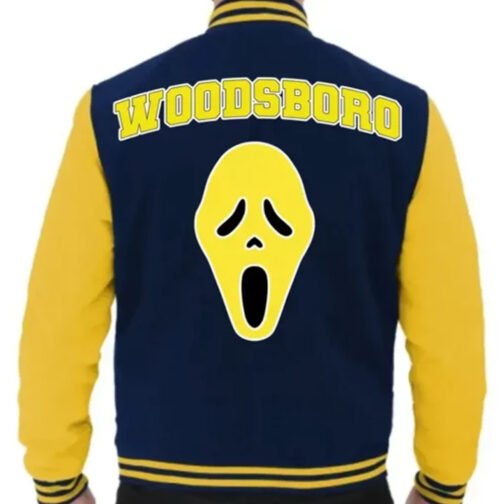 Scream Woodsboro Navy and Yellow Varsity Jacket - Image 2