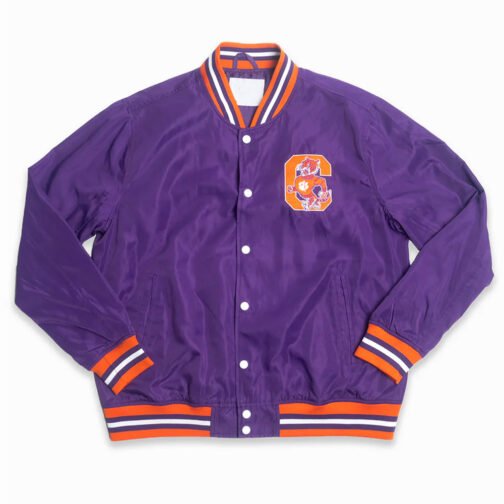 Clemson Tigers Script Purple Bomber Jacket
