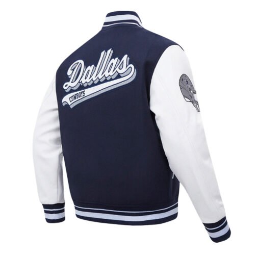 Dallas Cowboys Script Tail Classic Rib Varsity Jacket - Image 4