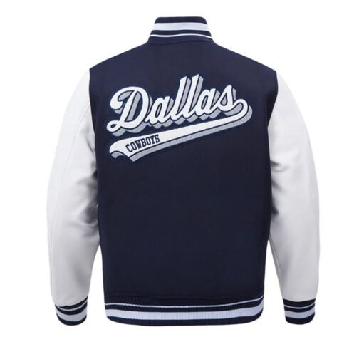 Dallas Cowboys Script Tail Classic Rib Varsity Jacket - Image 2