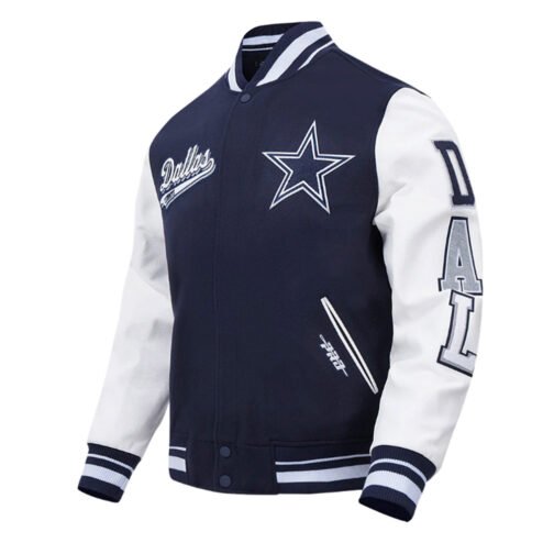 Dallas Cowboys Script Tail Classic Rib Varsity Jacket - Image 3