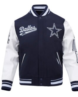 Dallas Cowboys Script Tail Classic Rib Varsity Jacket