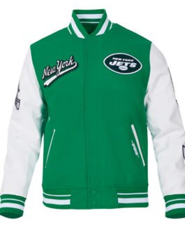 NY Jets Script Tail Classic Rib Varsity Jacket