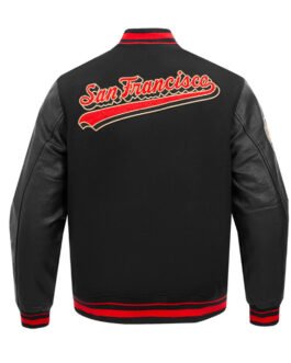 San Francisco 49ers Script Tail Classic Rib Varsity Jacket