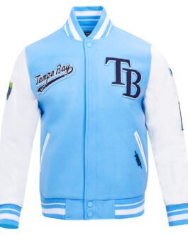 Tampa Bay Rays Script Light Blue Varsity Jacket