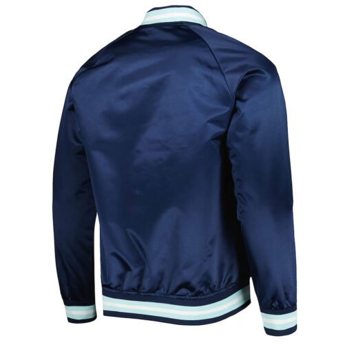 Deep Sea Blue Seattle Kraken Full-Snap Raglan Satin Jacket - Image 2