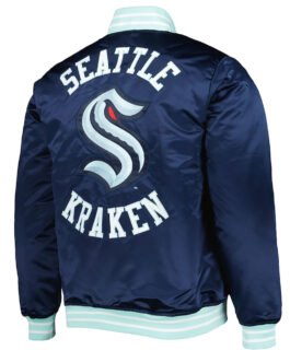 Seattle Kraken Deep Sea Blue Heavyweight Satin Jacket