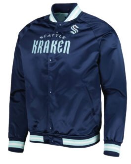 Deep Sea Blue Seattle Kraken Full-Snap Raglan Satin Jacket