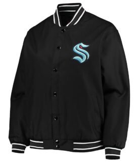 Front Hit Seattle Kraken Poly-Twill Black Jacket