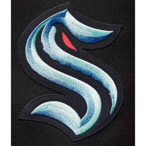 Front Hit Seattle Kraken Poly-Twill Black Jacket - Image 4