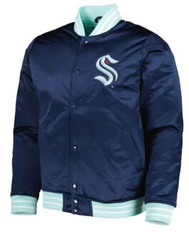 Seattle Kraken Deep Sea Blue Heavyweight Satin Jacket
