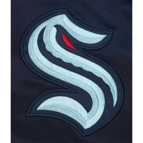 Seattle Kraken Heavyweight Navy Satin Jacket - Image 3