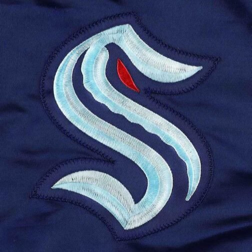 Seattle Kraken Pick & Roll Deep Sea Blue Satin Jacket - Image 4