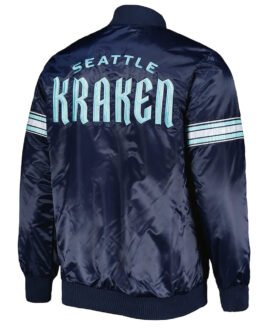 Seattle Kraken Pick & Roll Deep Sea Blue Satin Jacket