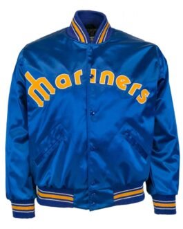 1982 Seattle Mariners Bomber Blue Satin Jacket