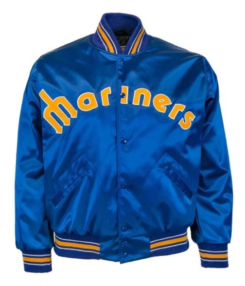 1982 Seattle Mariners Bomber Blue Satin Jacket