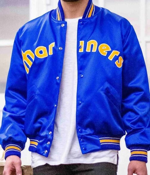 1982 Seattle Mariners Bomber Blue Satin Jacket - Image 5