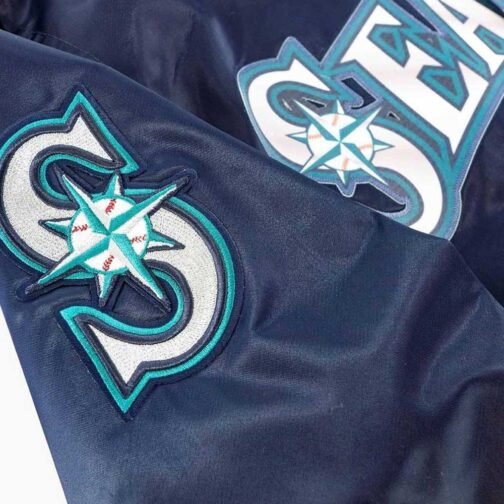 Seattle Mariners Classic Navy Satin Jacket - Image 4