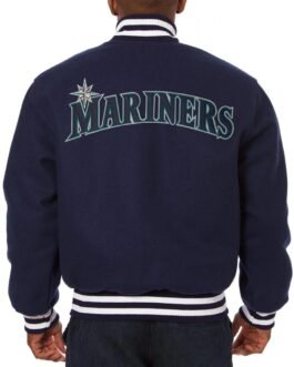 Letterman Seattle Mariners Jeff Hamilton Navy Wool Jacket