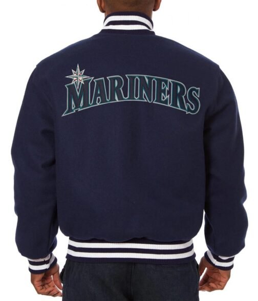 Letterman Seattle Mariners Jeff Hamilton Navy Wool Jacket - Image 2