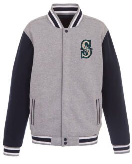 Varsity Seattle Mariners Navy Blue and Gray Wool Jacket