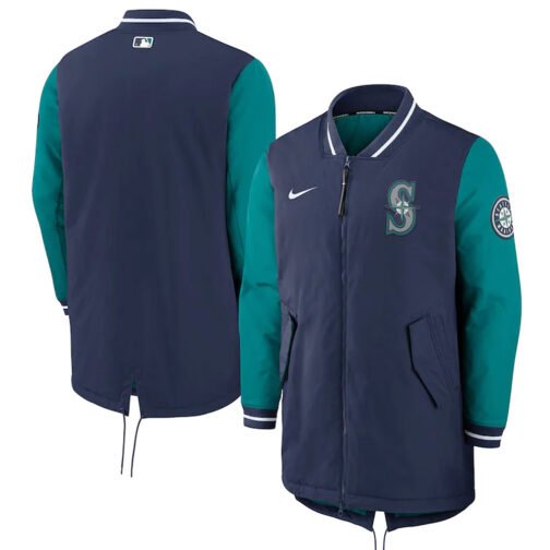 Dugout Performance Seattle Mariners Navy Blue and Green Jacket - Image 3
