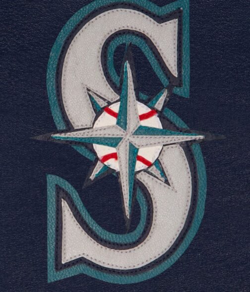 Varsity Seattle Mariners Navy Blue Leather Jacket - Image 3