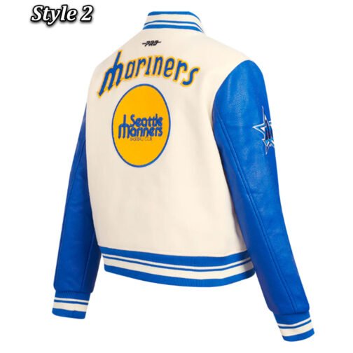 Retro Classic Rib Seattle Mariners Varsity Jacket - Image 8