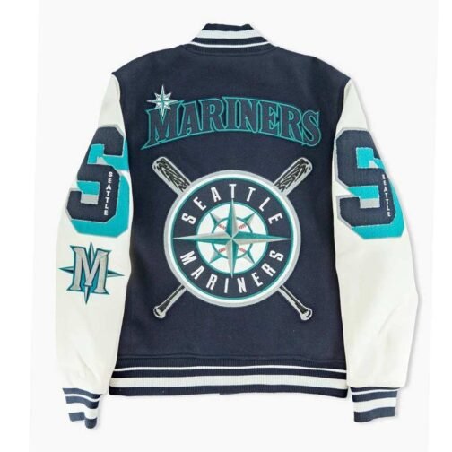 Sluggers Seattle Mariners Navy and White Varsity Jacket - Image 2