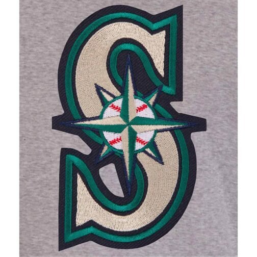 Varsity Seattle Mariners Navy Blue and Gray Wool Jacket - Image 2