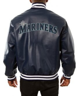 Varsity Seattle Mariners Navy Blue Leather Jacket