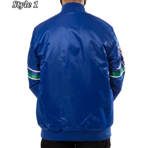 Seattle Seahawks 80s Bomber Blue Satin Jacket - Image 4