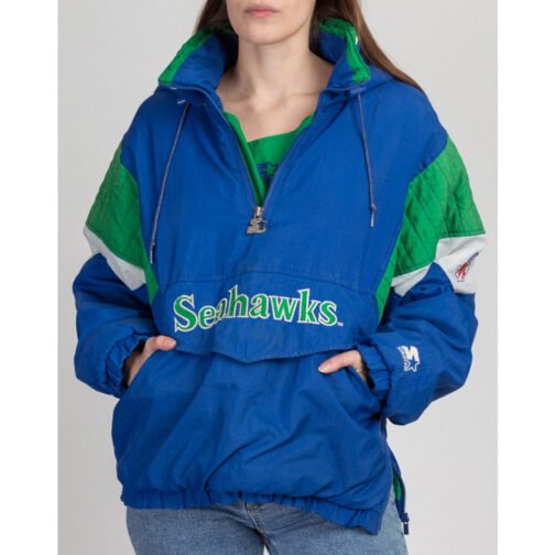 Seattle Seahawks 90’s Pullover Hooded Jacket - Image 3