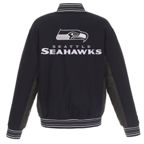 Seattle Seahawks Black and Gray Varsity Wool Jacket - Image 2
