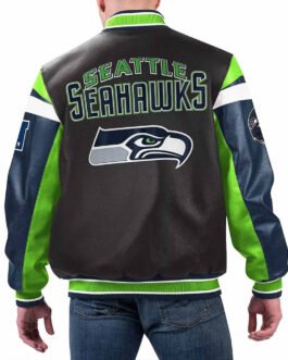 Seattle Seahawks Black Varsity Full-Zip Leather Jacket